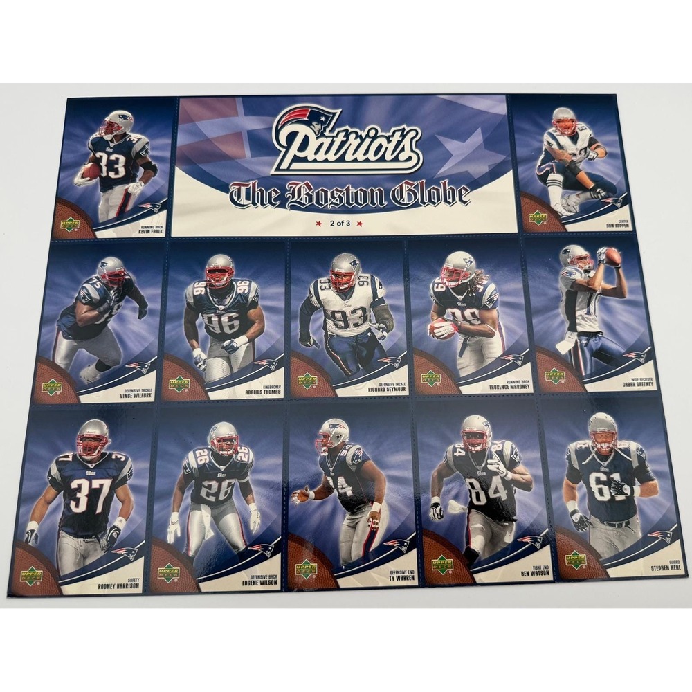 2007 Upper Deck New England Patriots Boston Globe Complete 3 Sheet Set Tom Brady - Picture 6 of 10